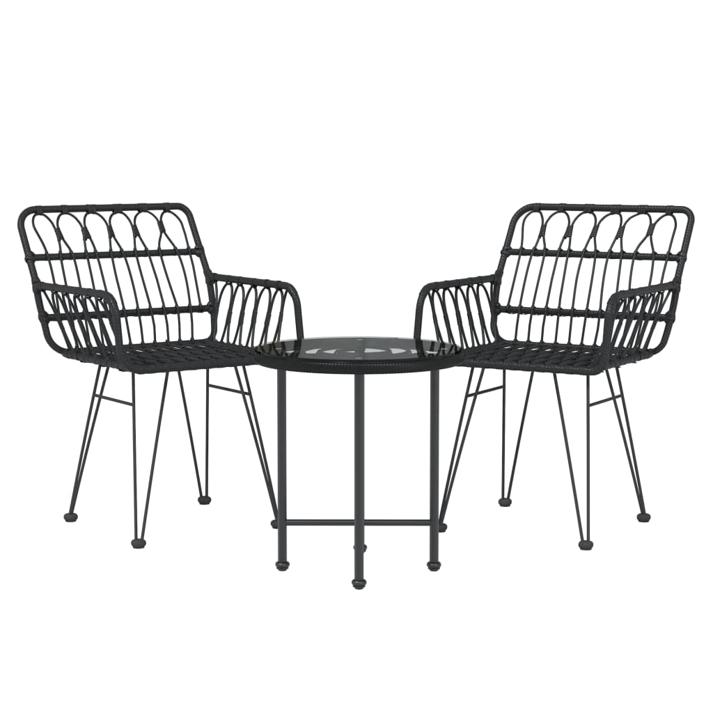 Set mobilier de grădină, 3 piese, negru, poliratan GartenMobel Dekor