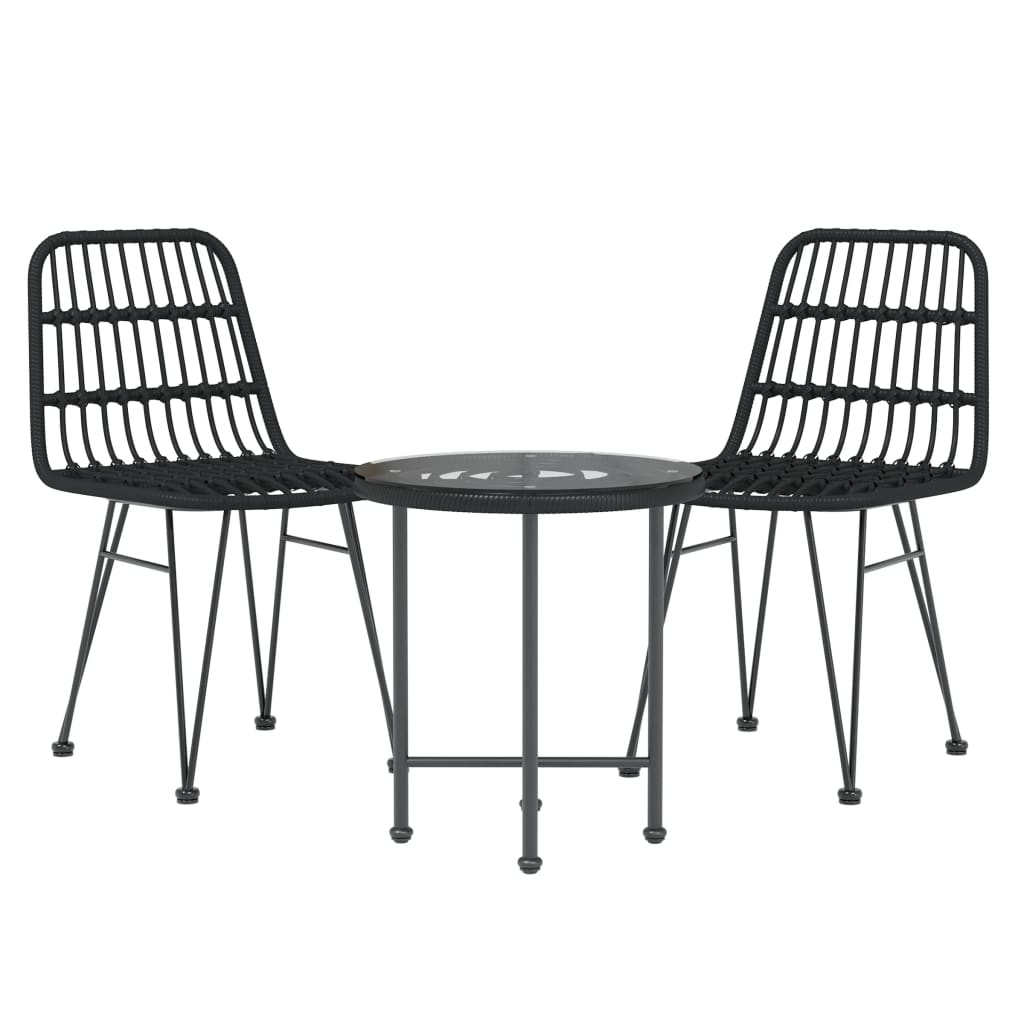 Set mobilier de grădină, 3 piese, negru, poliratan GartenMobel Dekor