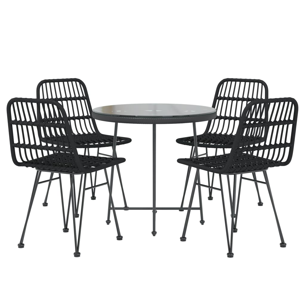 Set mobilier de grădină, 5 piese, negru, poliratan GartenMobel Dekor