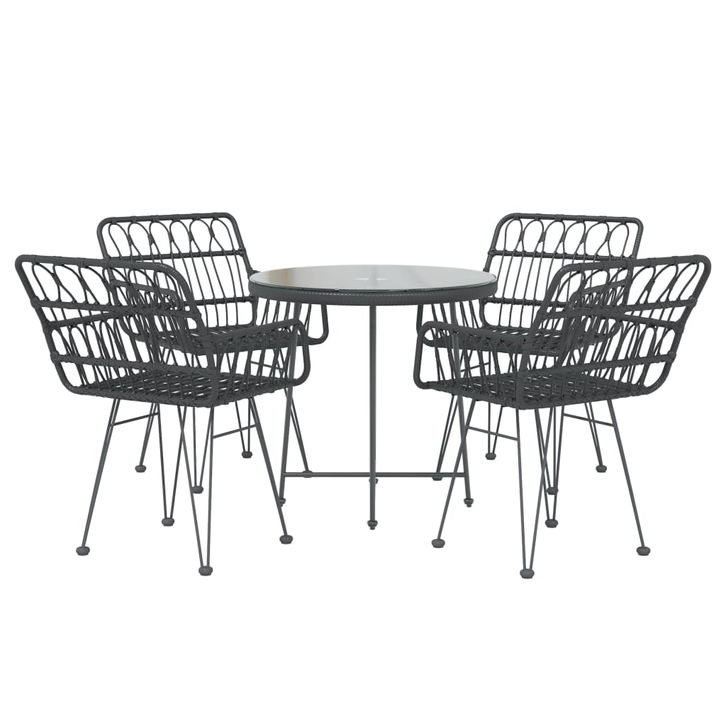 Set mobilier de grădină, 5 piese, negru, poliratan GartenMobel Dekor