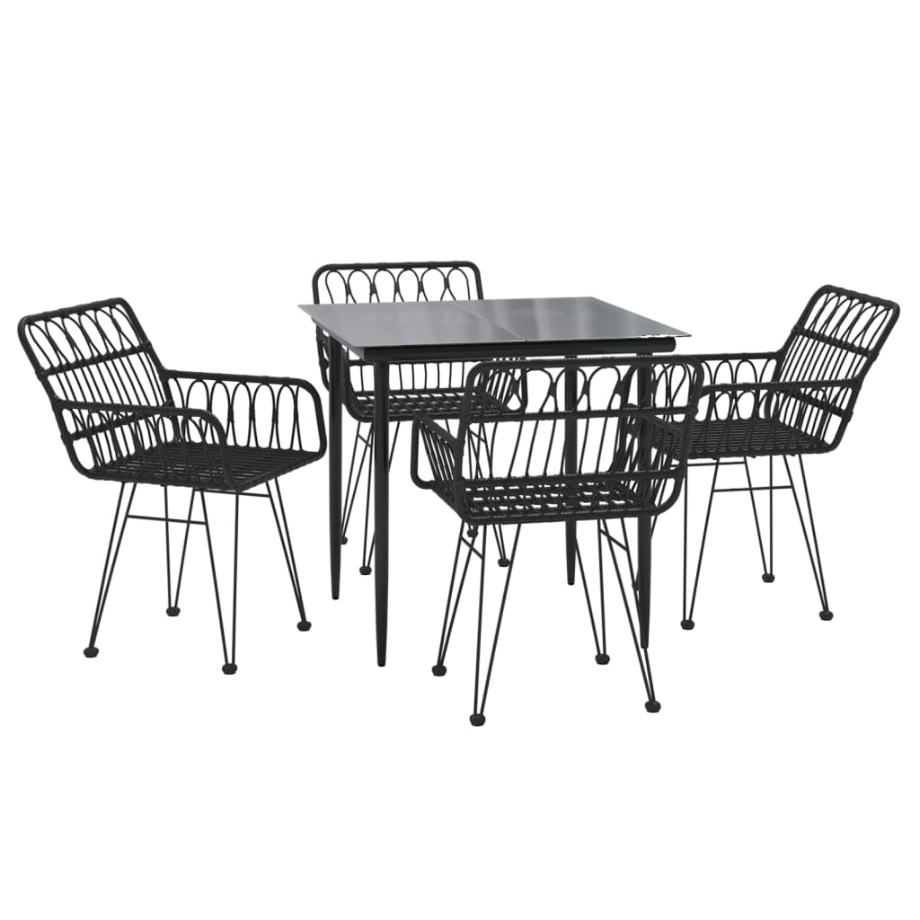 Set mobilier de grădină, 5 piese, negru, poliratan GartenMobel Dekor