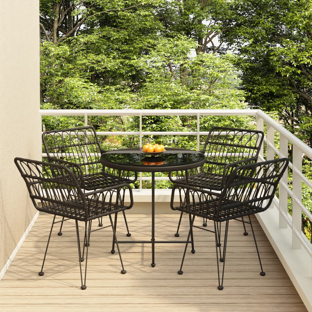 Set mobilier de grădină, 5 piese, negru, poliratan GartenMobel Dekor