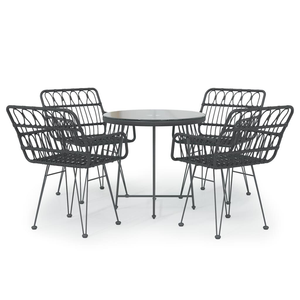Set mobilier de grădină, 5 piese, negru, poliratan GartenMobel Dekor