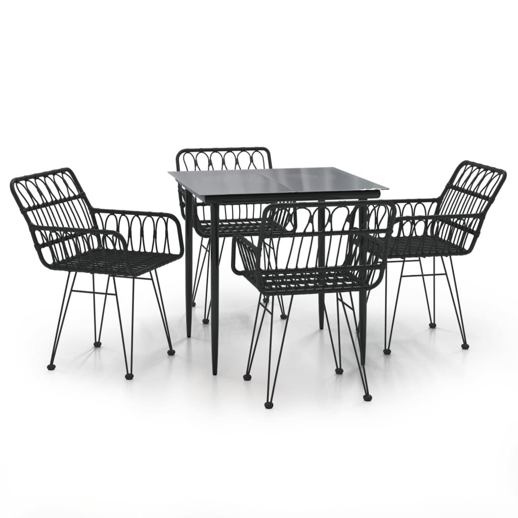 Set mobilier de grădină, 5 piese, negru, poliratan GartenMobel Dekor