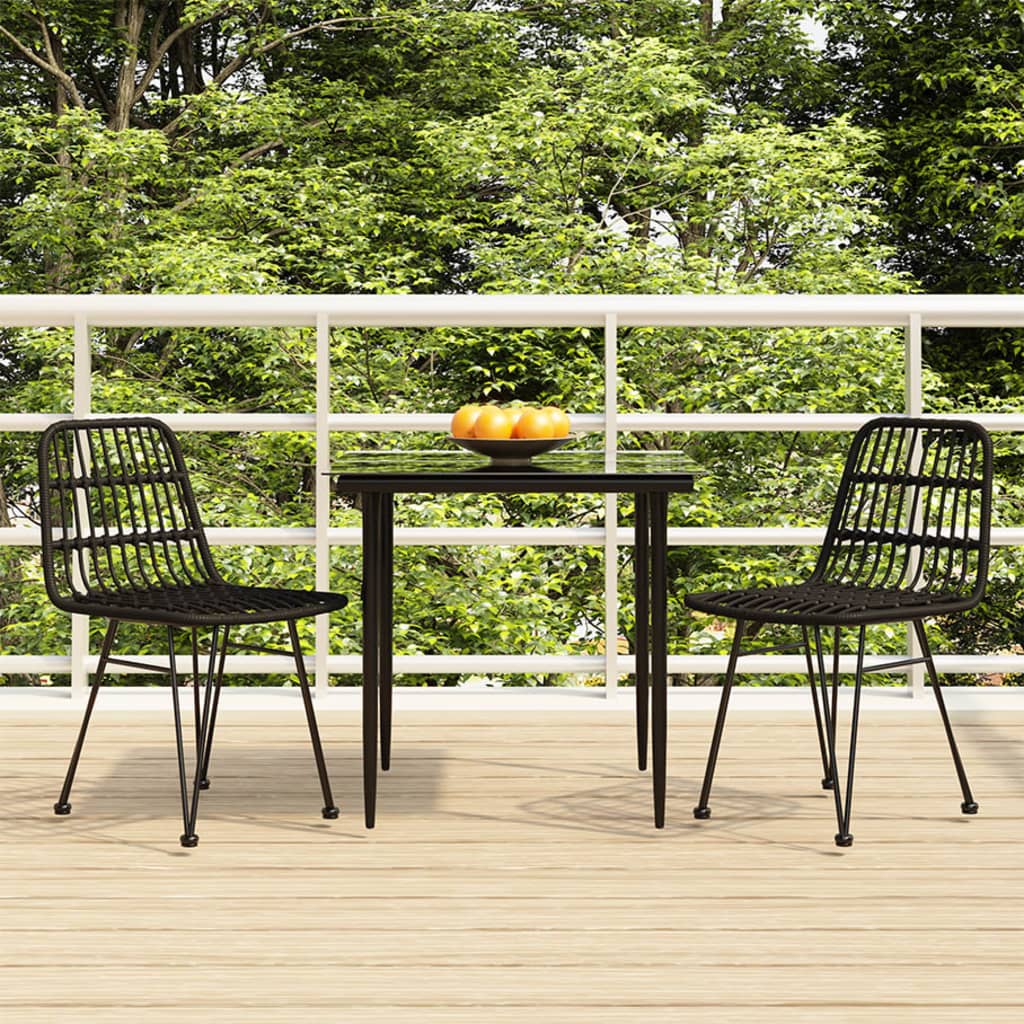 Set mobilier de grădină, 3 piese, negru, poliratan GartenMobel Dekor