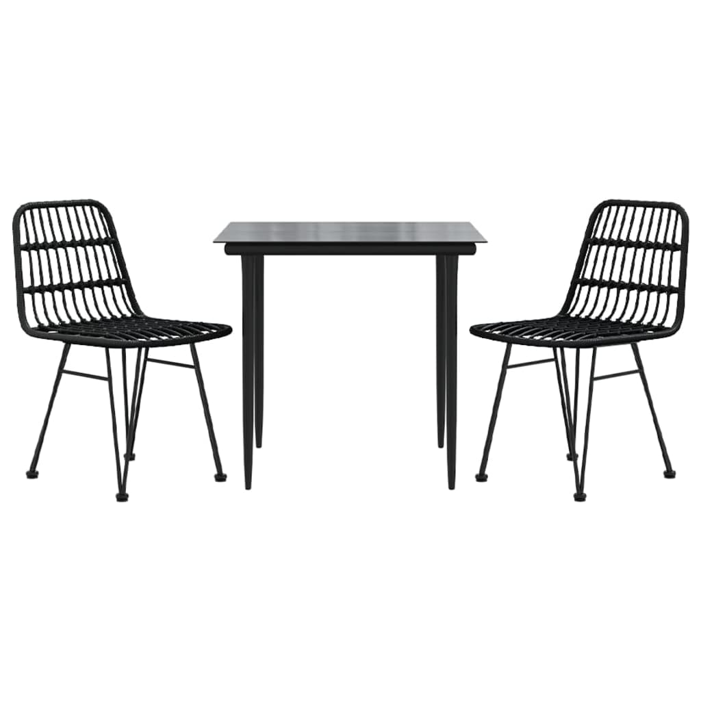 Set mobilier de grădină, 3 piese, negru, poliratan GartenMobel Dekor