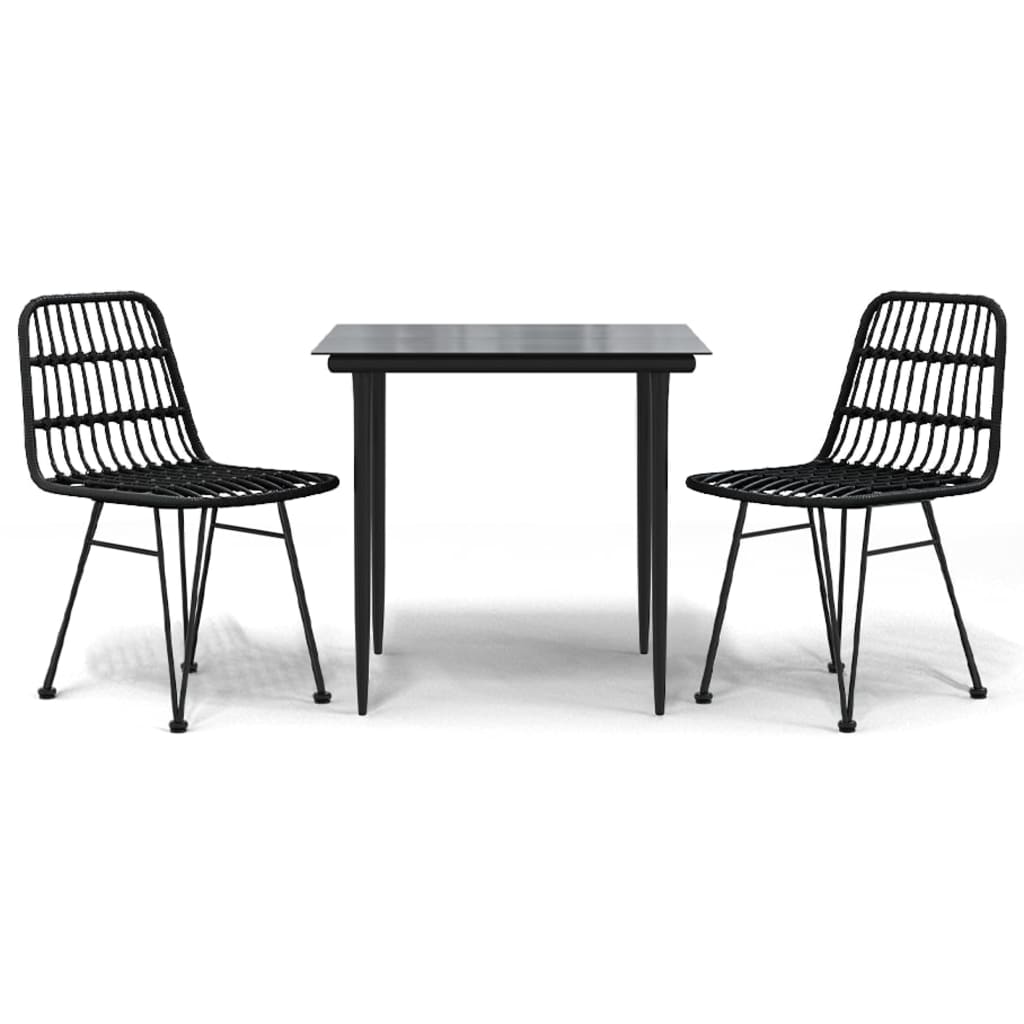Set mobilier de grădină, 3 piese, negru, poliratan GartenMobel Dekor