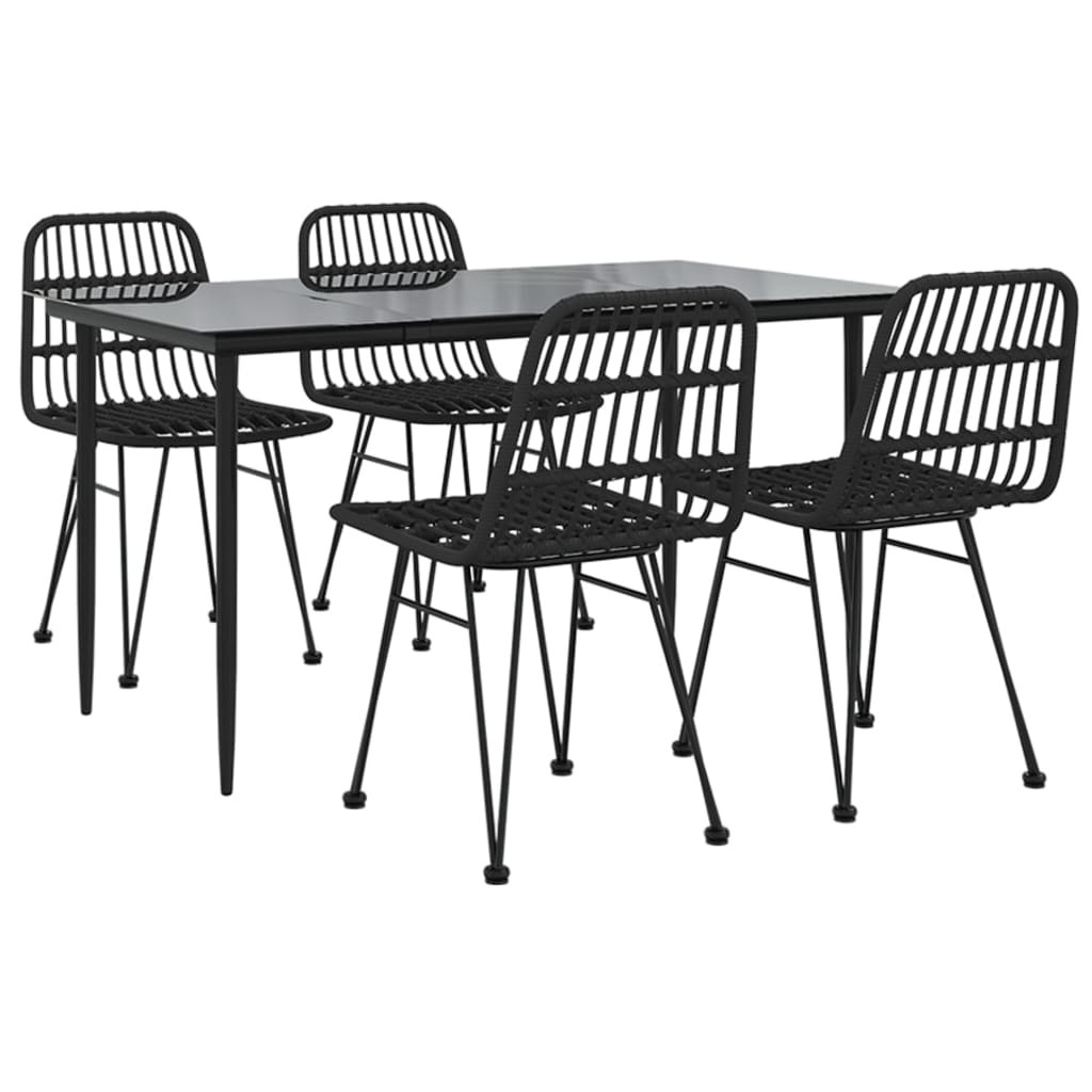 Set mobilier de grădină, 5 piese, negru, poliratan GartenMobel Dekor