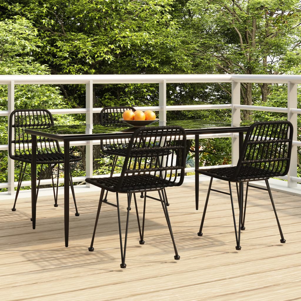 Set mobilier de grădină, 5 piese, negru, poliratan GartenMobel Dekor