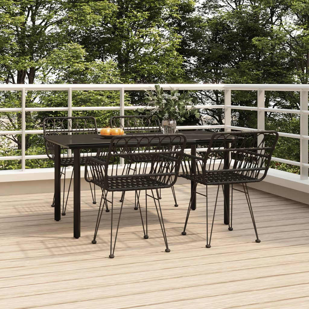 Set mobilier de grădină, 5 piese, negru, poliratan GartenMobel Dekor