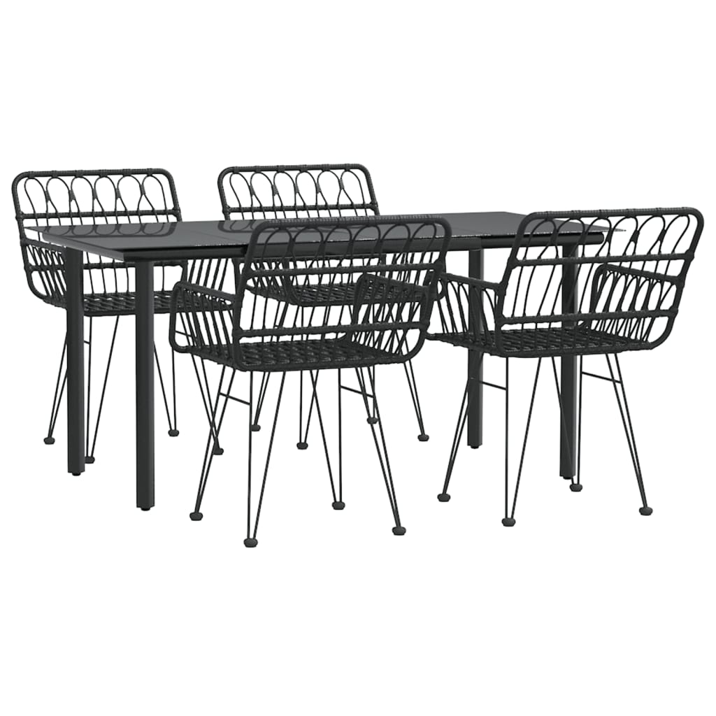 Set mobilier de grădină, 5 piese, negru, poliratan GartenMobel Dekor