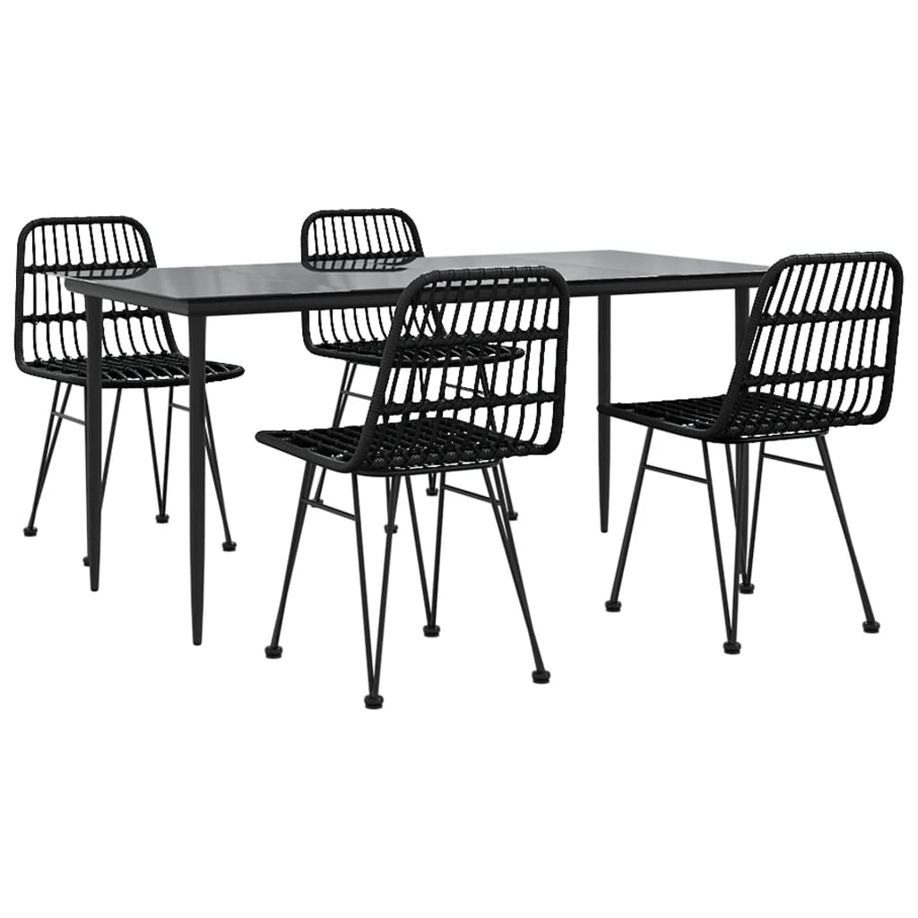Set mobilier de grădină, 5 piese, negru, poliratan GartenMobel Dekor