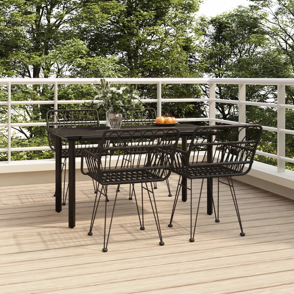 Set mobilier de grădină, 5 piese, negru, poliratan GartenMobel Dekor