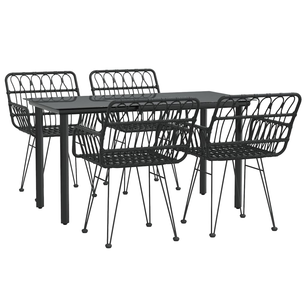 Set mobilier de grădină, 5 piese, negru, poliratan GartenMobel Dekor