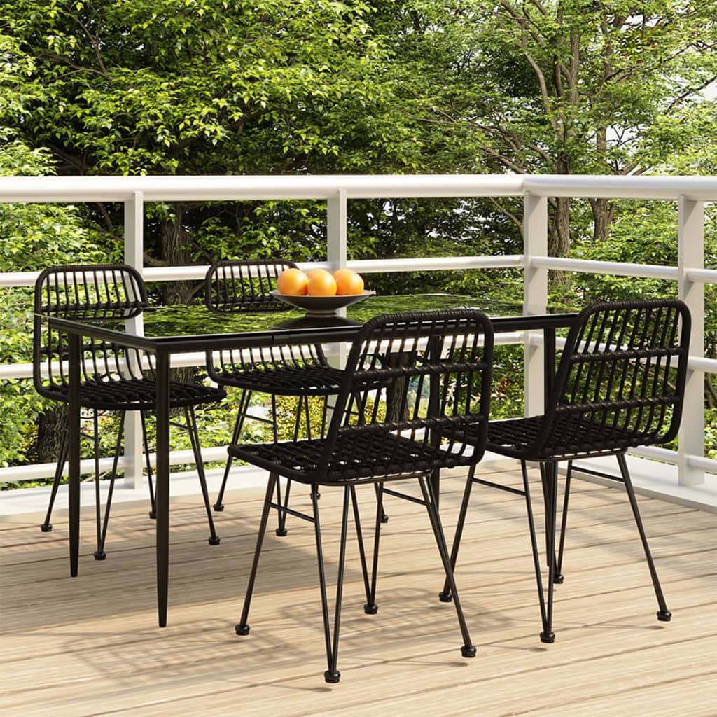 Set mobilier de grădină, 5 piese, negru, poliratan GartenMobel Dekor