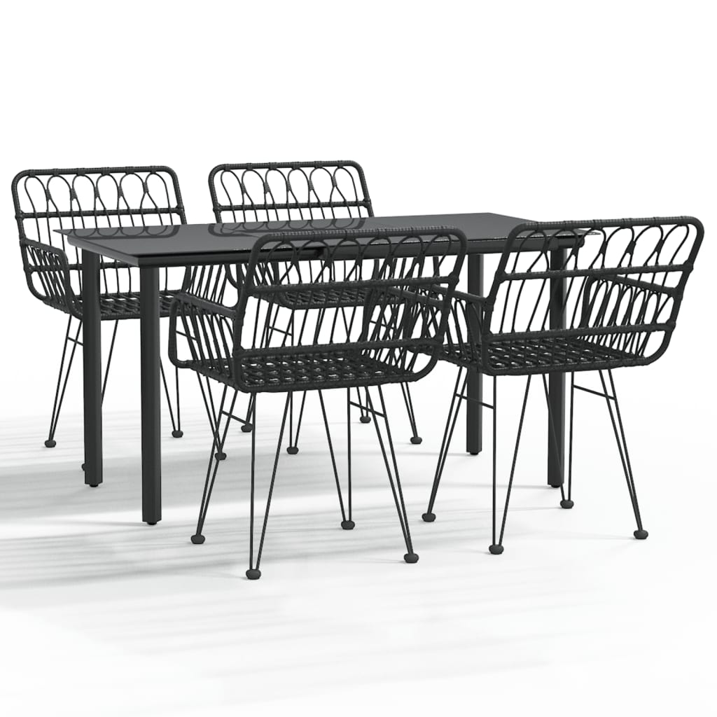 Set mobilier de grădină, 5 piese, negru, poliratan GartenMobel Dekor