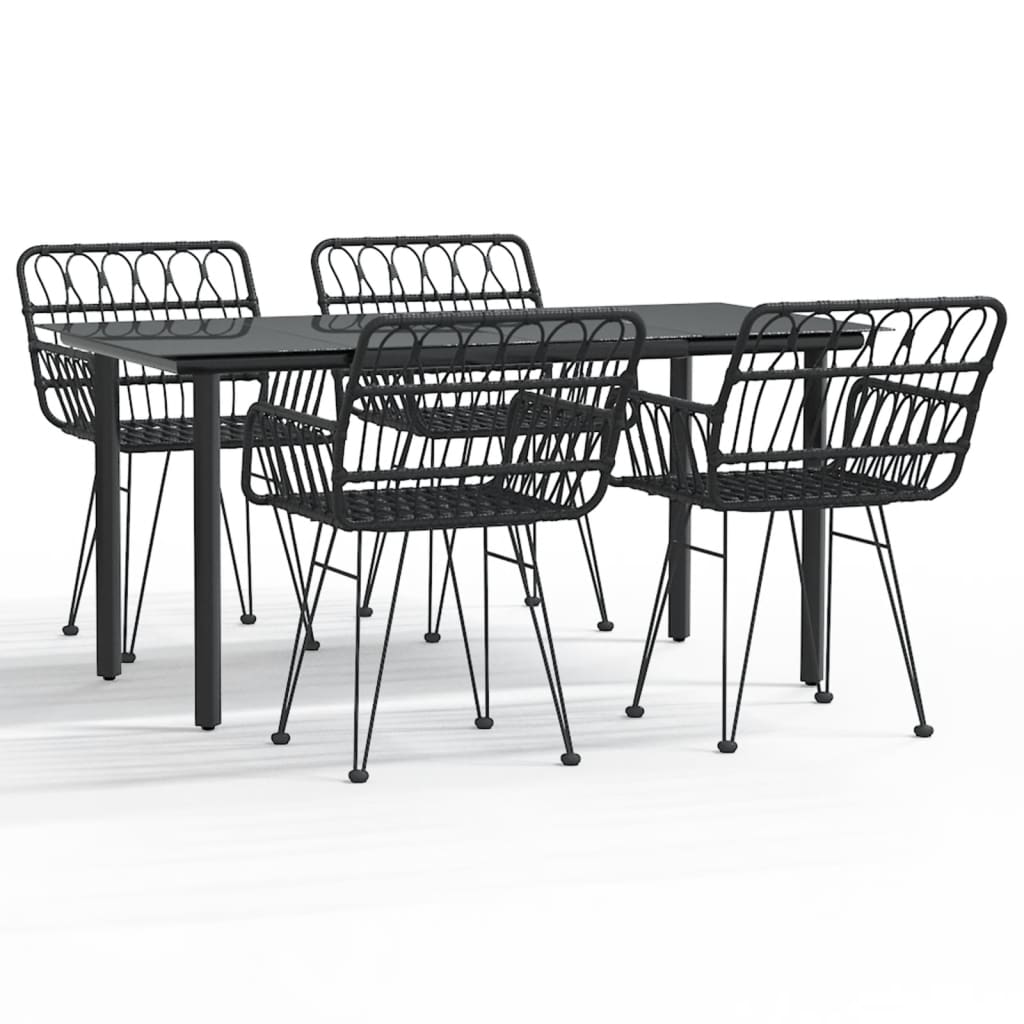Set mobilier de grădină, 5 piese, negru, poliratan GartenMobel Dekor