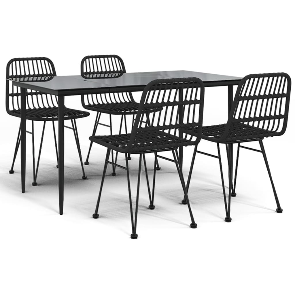 Set mobilier de grădină, 5 piese, negru, poliratan GartenMobel Dekor