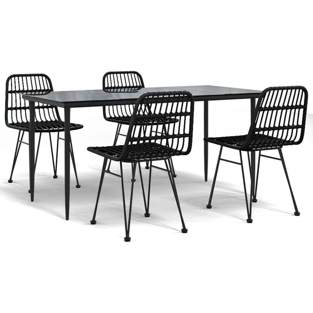 Set mobilier de grădină, 5 piese, negru, poliratan GartenMobel Dekor