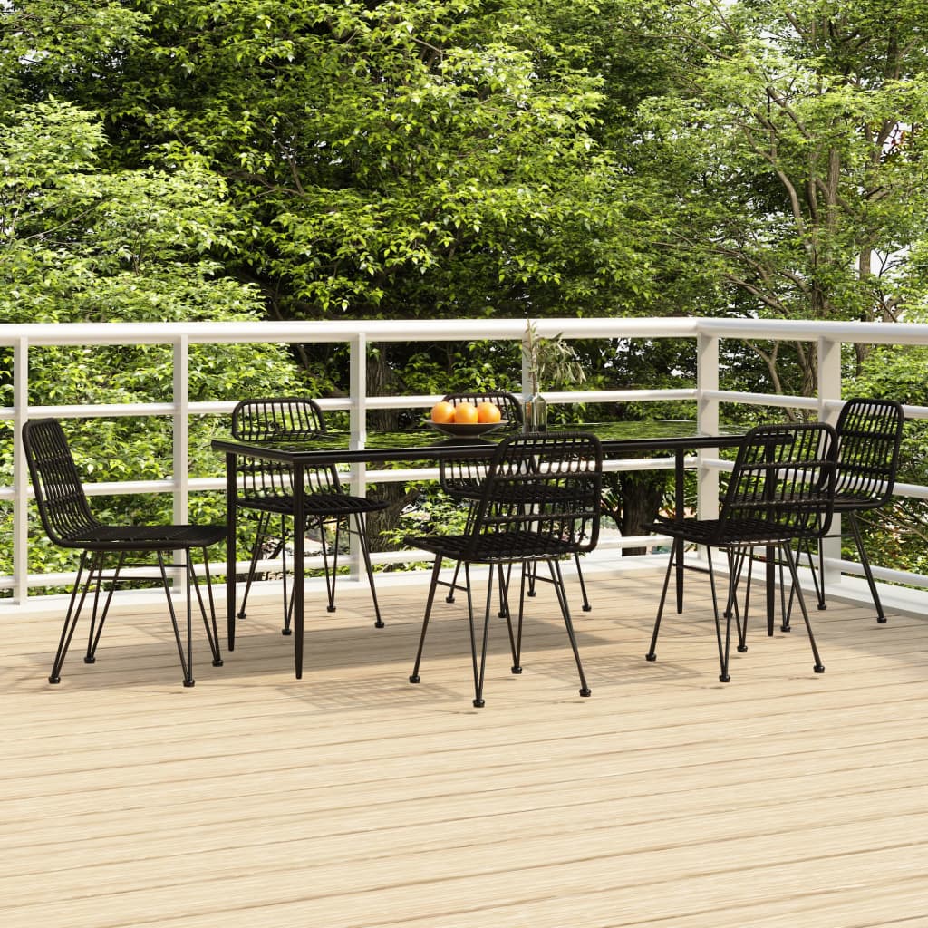 Set mobilier de grădină, 7 piese, negru, poliratan GartenMobel Dekor