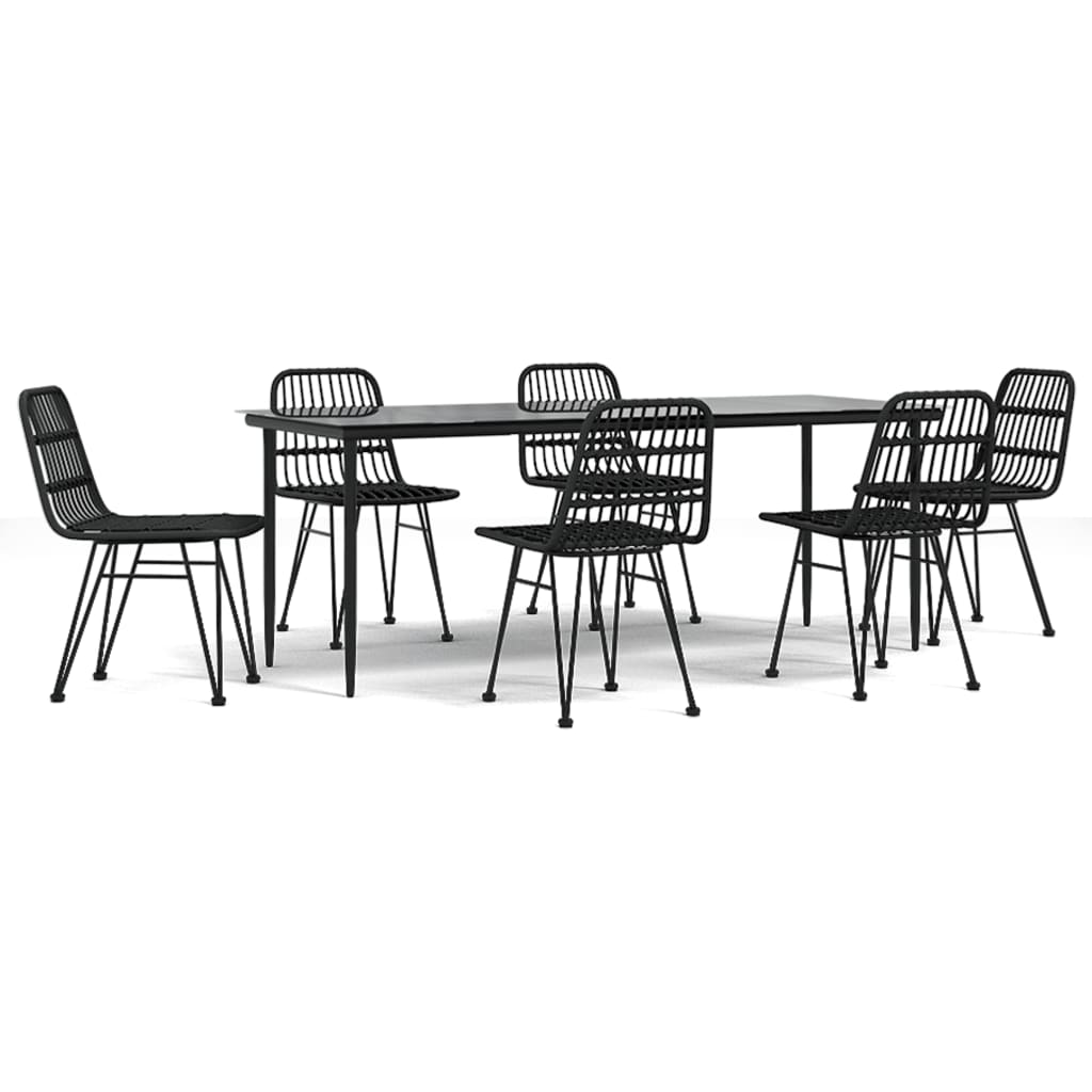 Set mobilier de grădină, 7 piese, negru, poliratan GartenMobel Dekor