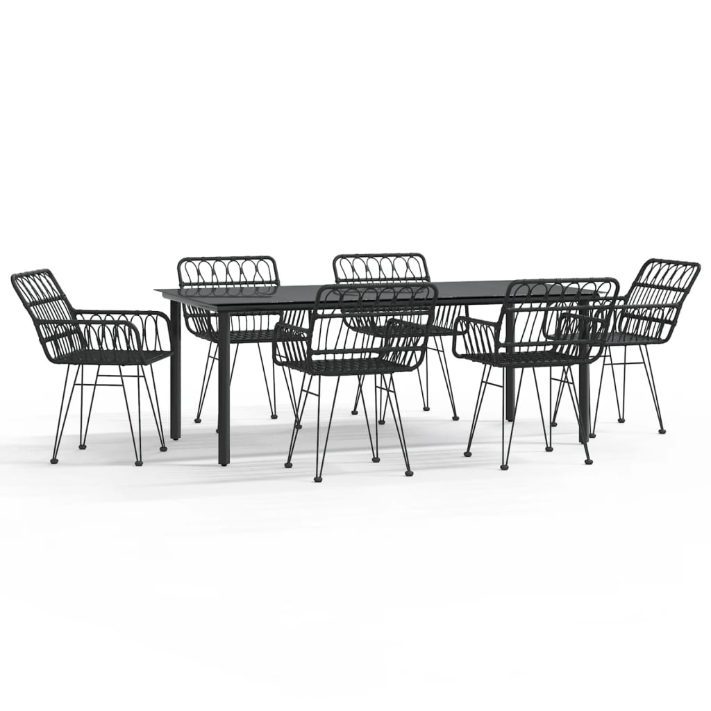 Set mobilier de grădină, 7 piese, negru, poliratan GartenMobel Dekor