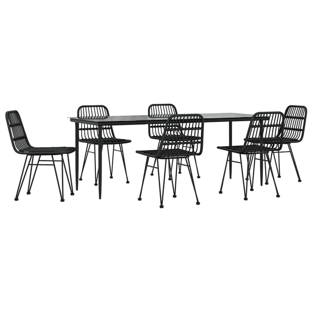 Set mobilier de grădină, 7 piese, negru, poliratan GartenMobel Dekor