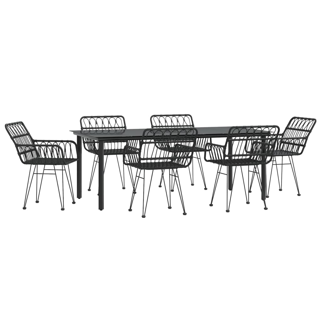 Set mobilier de grădină, 7 piese, negru, poliratan GartenMobel Dekor