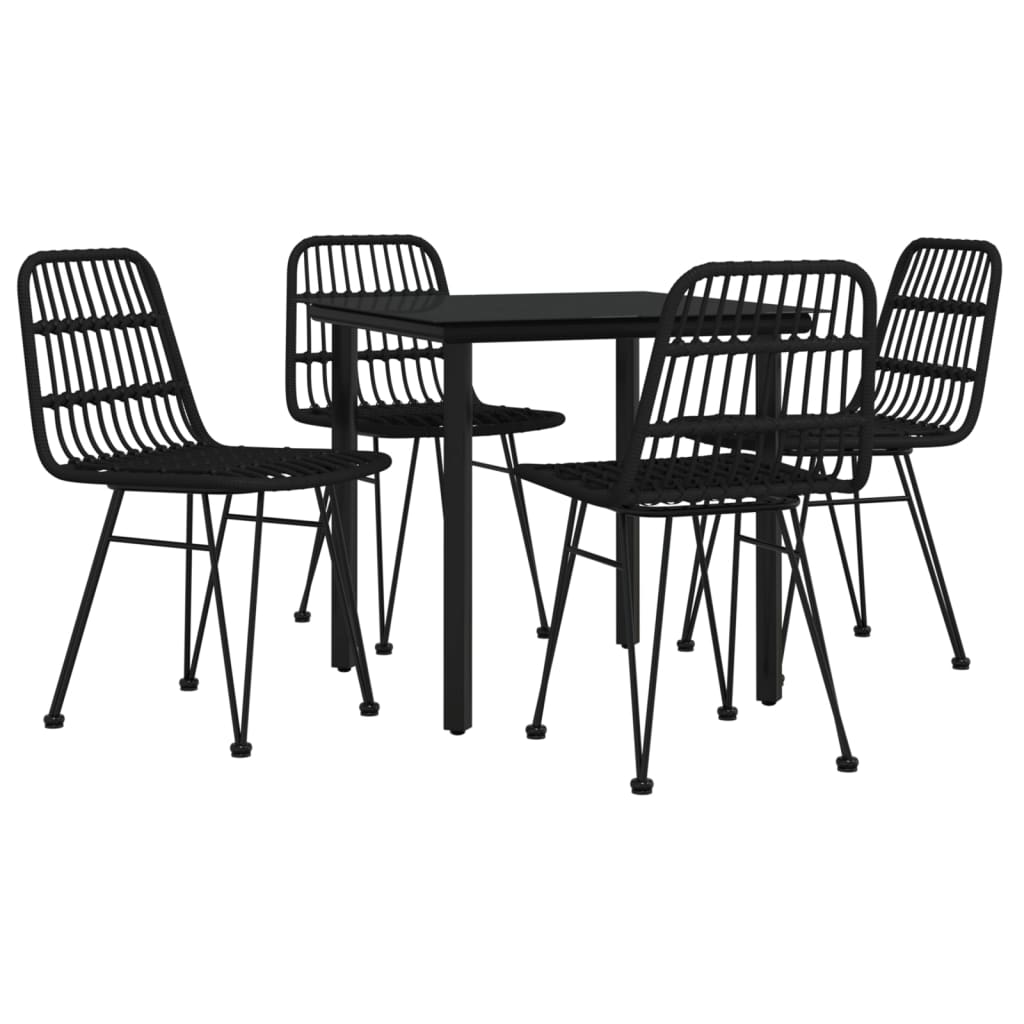 Set mobilier de grădină, 5 piese, negru, poliratan GartenMobel Dekor