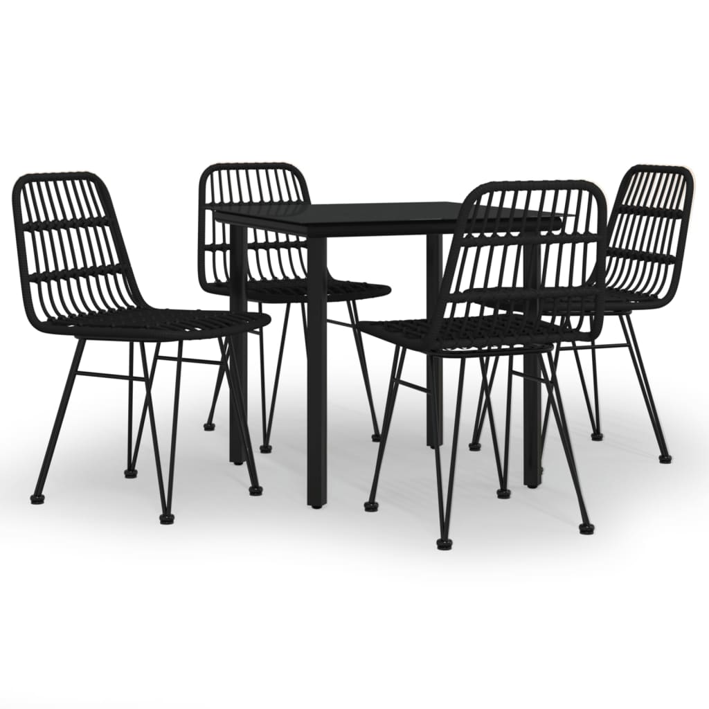 Set mobilier de grădină, 5 piese, negru, poliratan GartenMobel Dekor