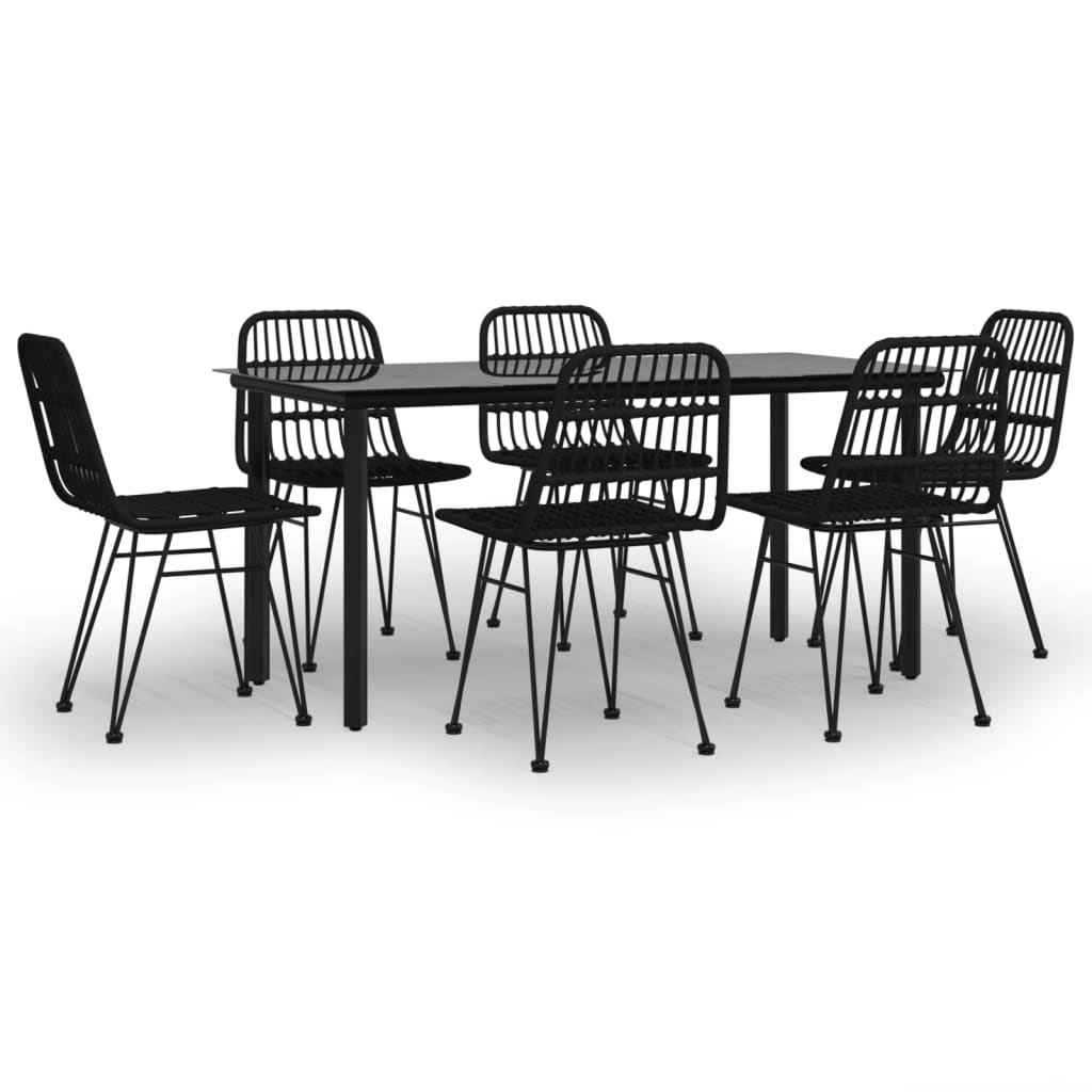 Set mobilier de grădină, 7 piese, negru, poliratan GartenMobel Dekor