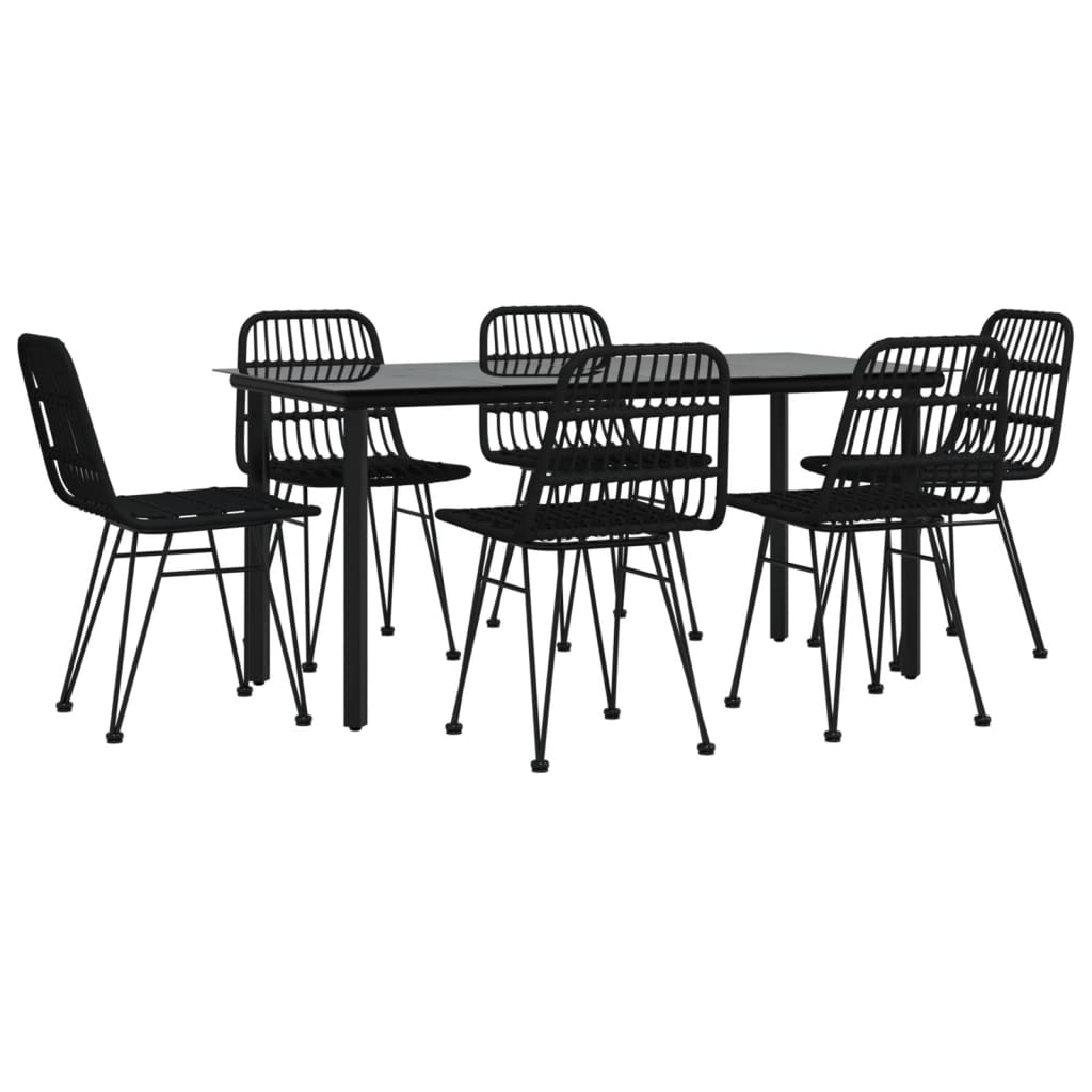 Set mobilier de grădină, 7 piese, negru, poliratan GartenMobel Dekor