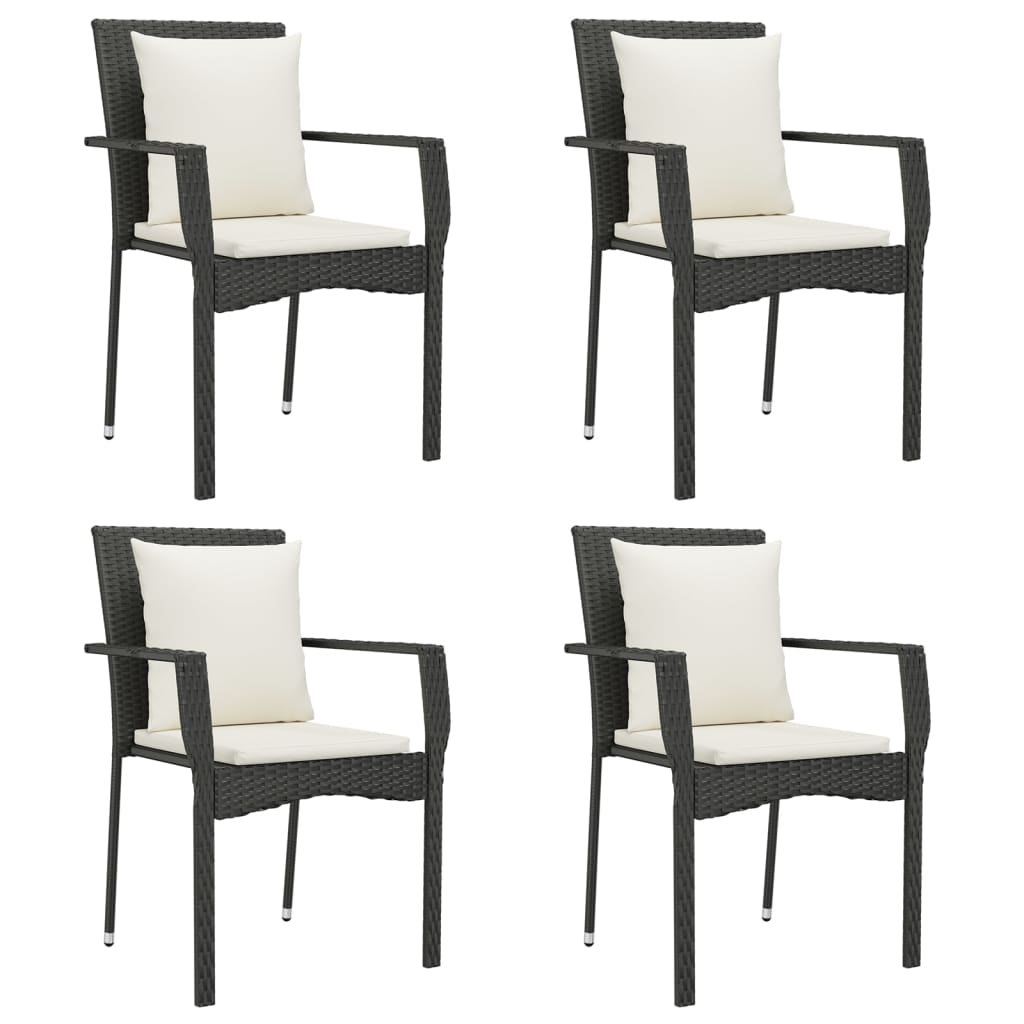 Set mobilier de grădină cu perne, 5 piese, negru, poliratan GartenMobel Dekor