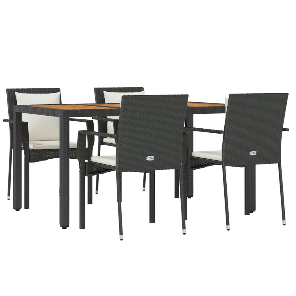 Set mobilier de grădină cu perne, 5 piese, negru, poliratan GartenMobel Dekor