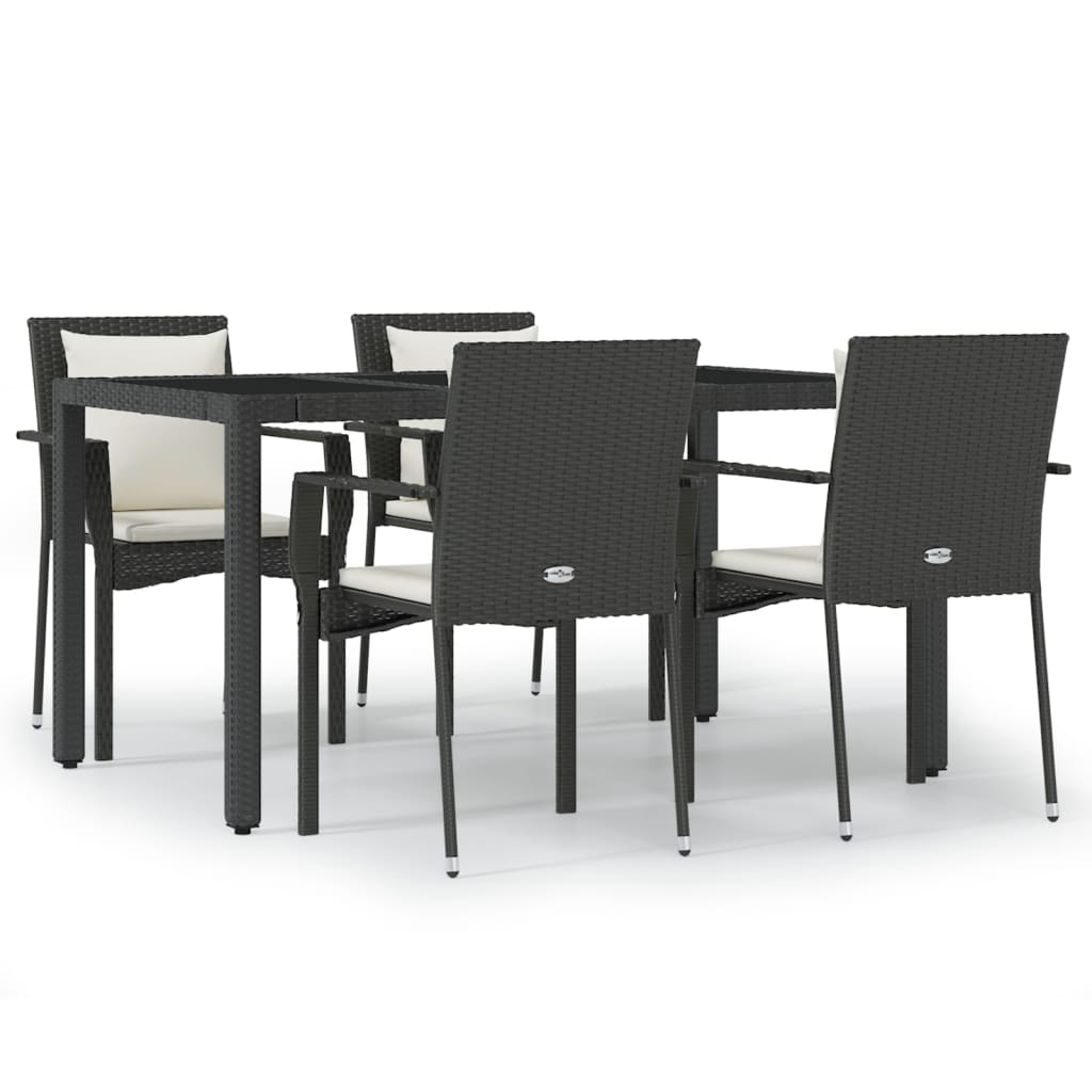 Set mobilier de grădină cu perne, 5 piese, negru, poliratan GartenMobel Dekor