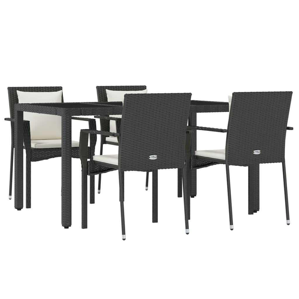 Set mobilier de grădină cu perne, 5 piese, negru, poliratan GartenMobel Dekor