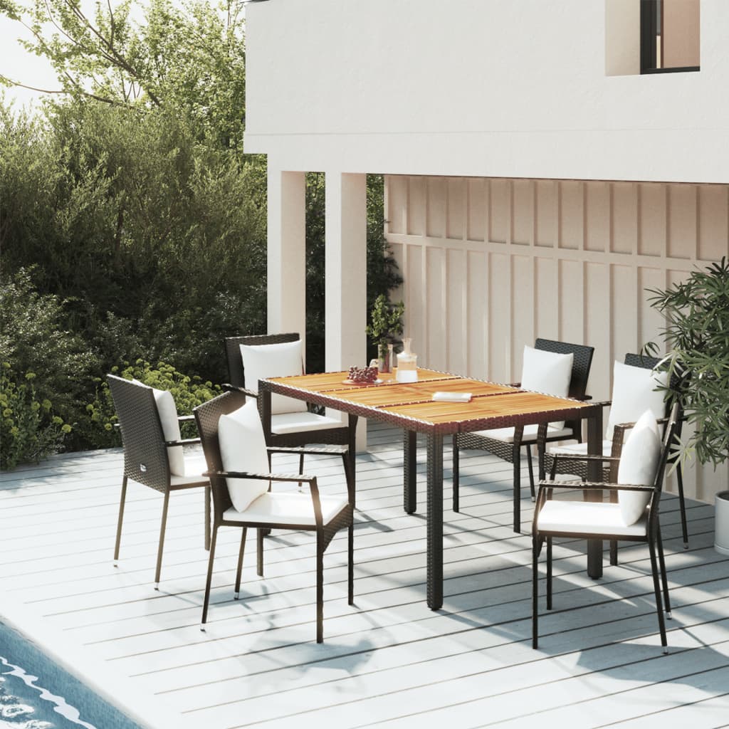 Set mobilier de grădină cu perne, 5 piese, negru, poliratan GartenMobel Dekor