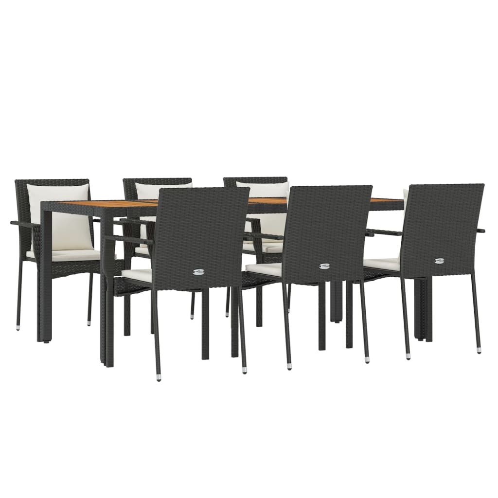 Set mobilier de grădină cu perne, 7 piese, negru, poliratan GartenMobel Dekor
