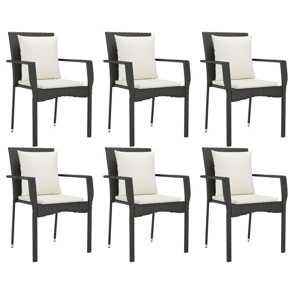 Set mobilier de grădină cu perne, 7 piese, negru, poliratan GartenMobel Dekor