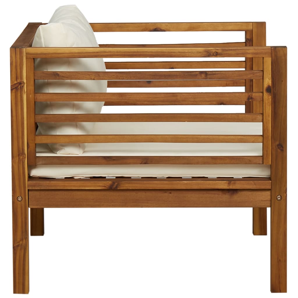 Set canapea grădină perne alb crem, 2 piese, lemn masiv acacia GartenMobel Dekor