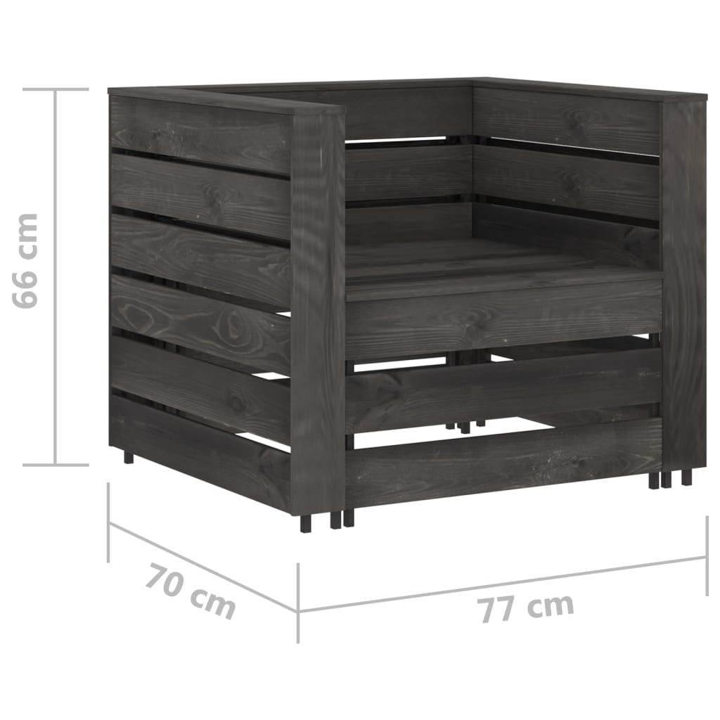 Set mobilier de grădină paleți, 2 piese, gri, lemn pin tratat GartenMobel Dekor