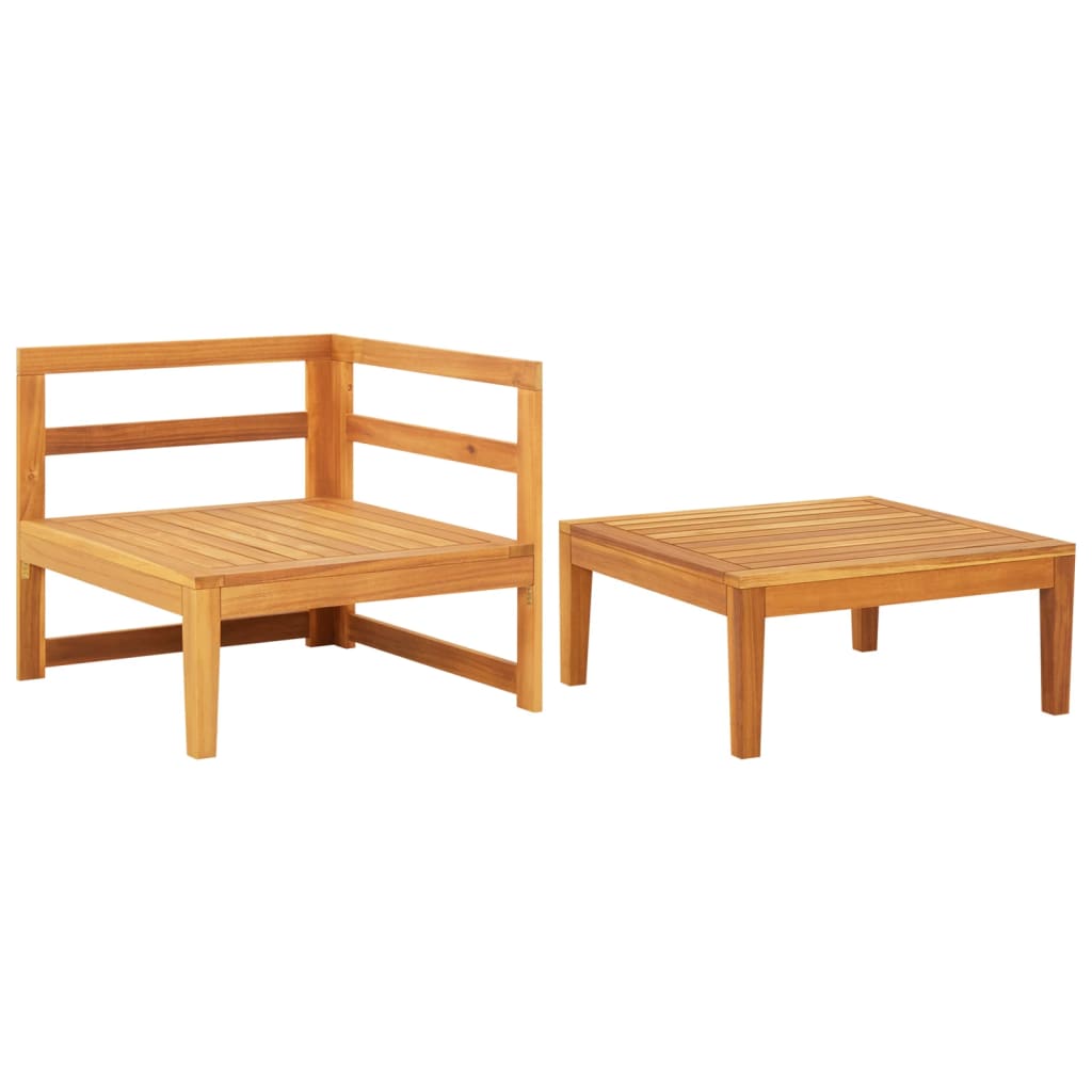 Set mobilier grădină perne alb/crem, 2 piese, lemn masiv acacia GartenMobel Dekor