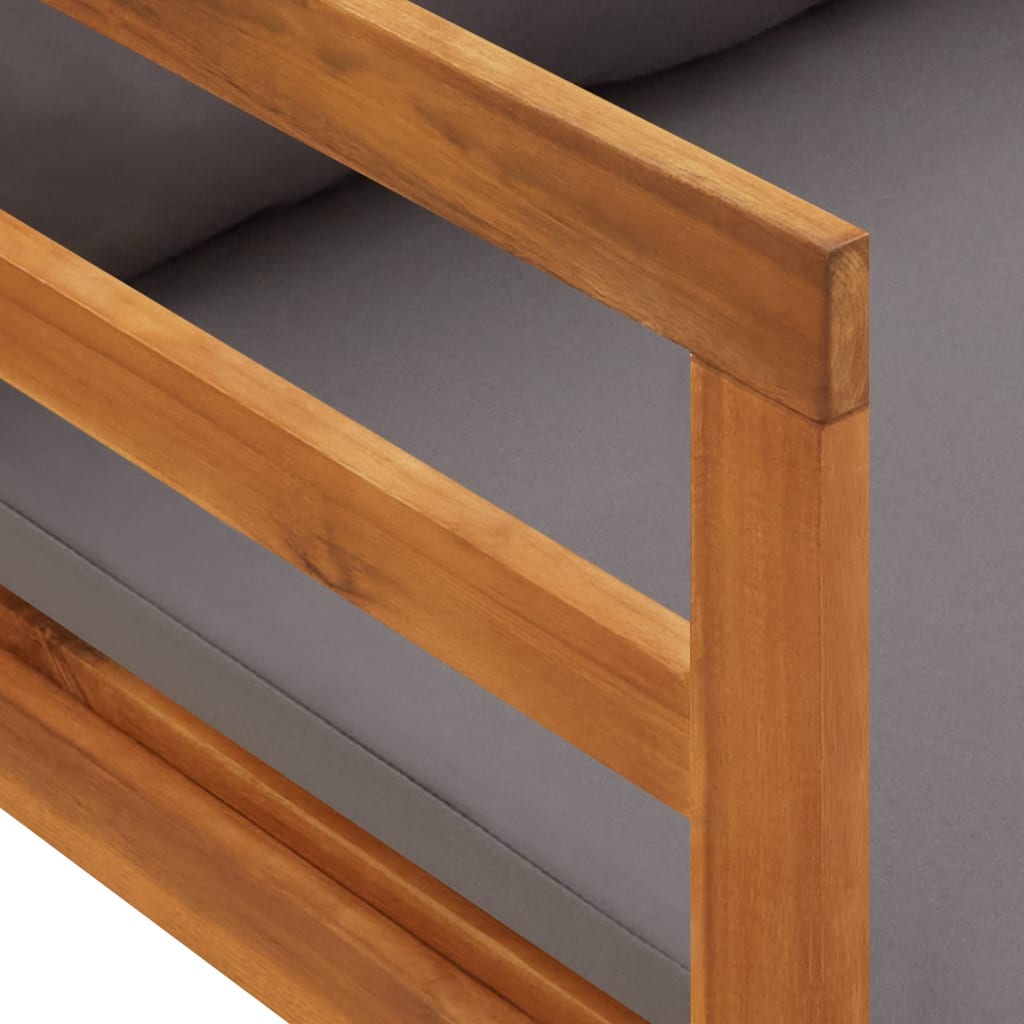 Șezlong de plajă cu perne gri închis, lemn masiv acacia GartenMobel Dekor