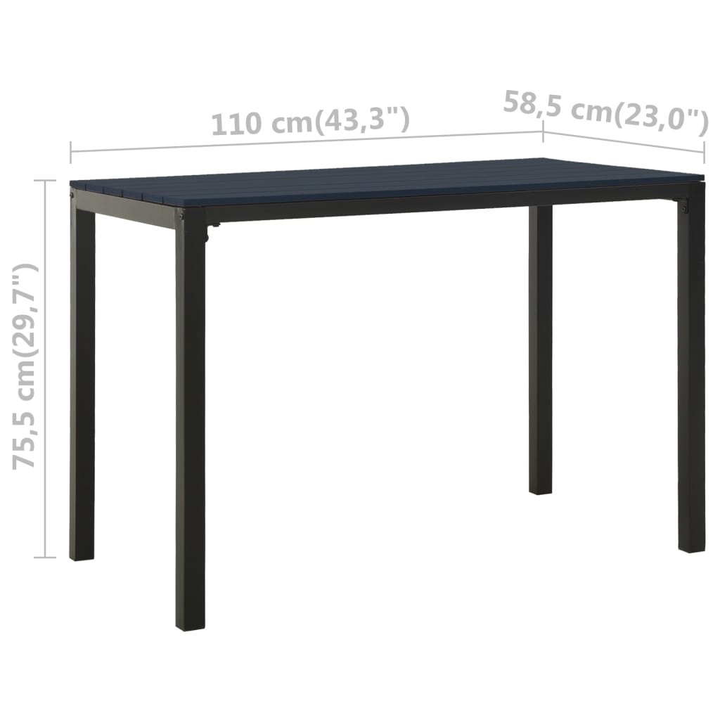 Set mobilier de grădină, 3 piese, negru, WPC și oțel GartenMobel Dekor