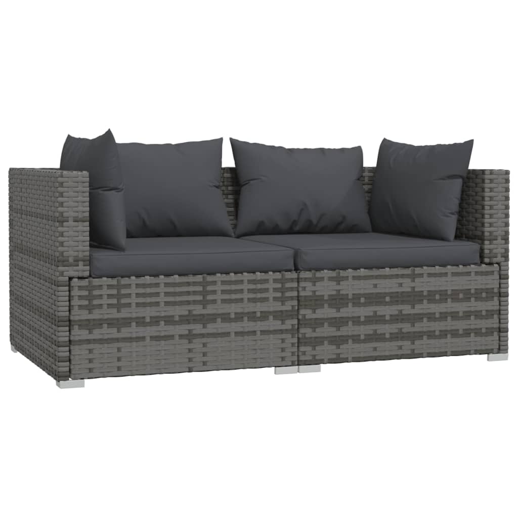 Set mobilier de grădină cu perne, 3 piese, gri, poliratan GartenMobel Dekor
