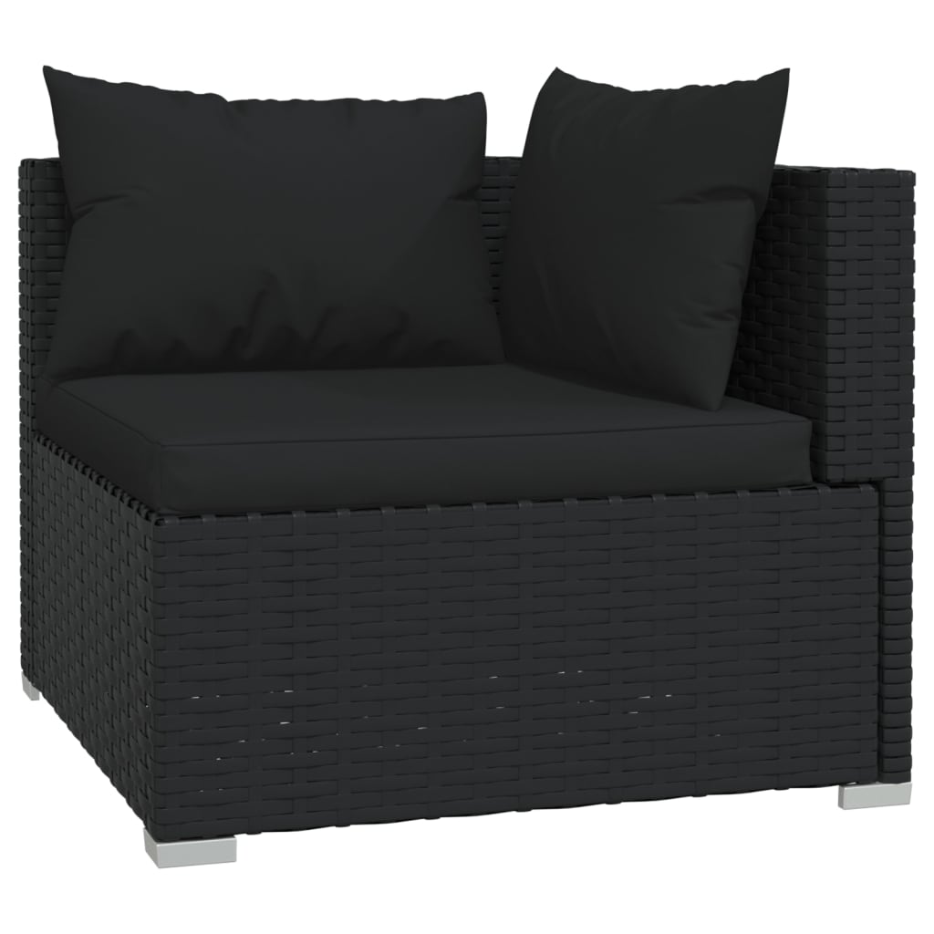 Set mobilier de grădină cu perne, 3 piese, negru, poliratan GartenMobel Dekor