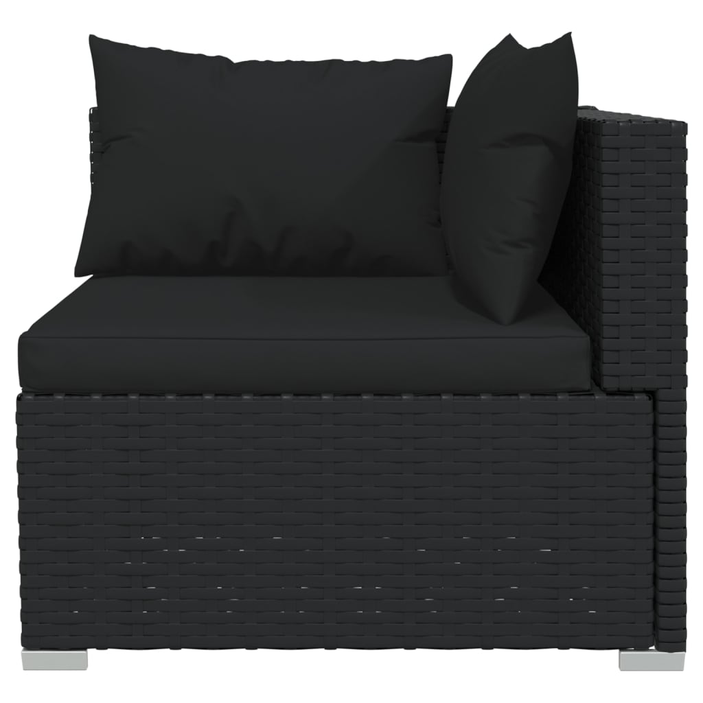 Set mobilier de grădină cu perne, 3 piese, negru, poliratan GartenMobel Dekor