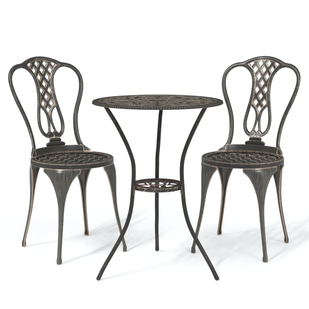 Set mobilier bistro, 3 piese, bronz, aluminiu turnat GartenMobel Dekor