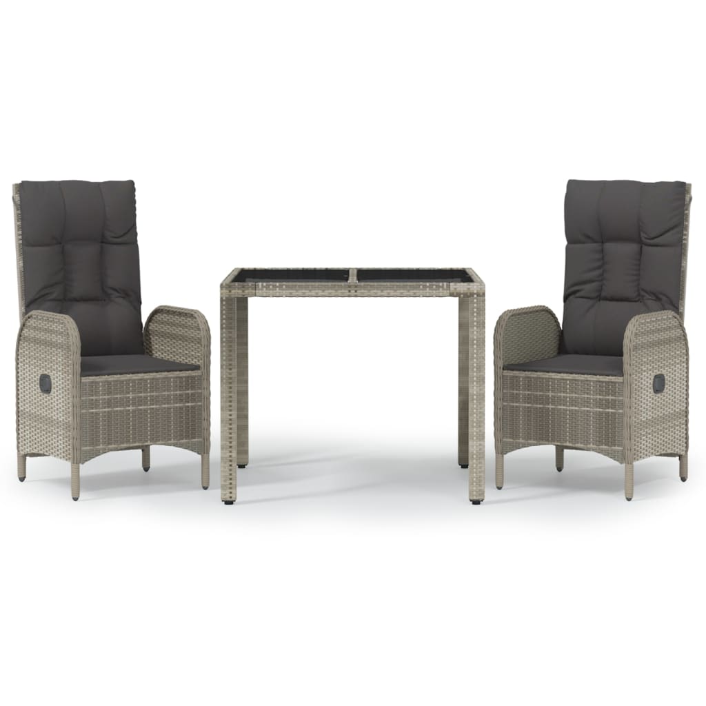 Set mobilier de grădină cu perne, 3 piese, gri, poliratan GartenMobel Dekor