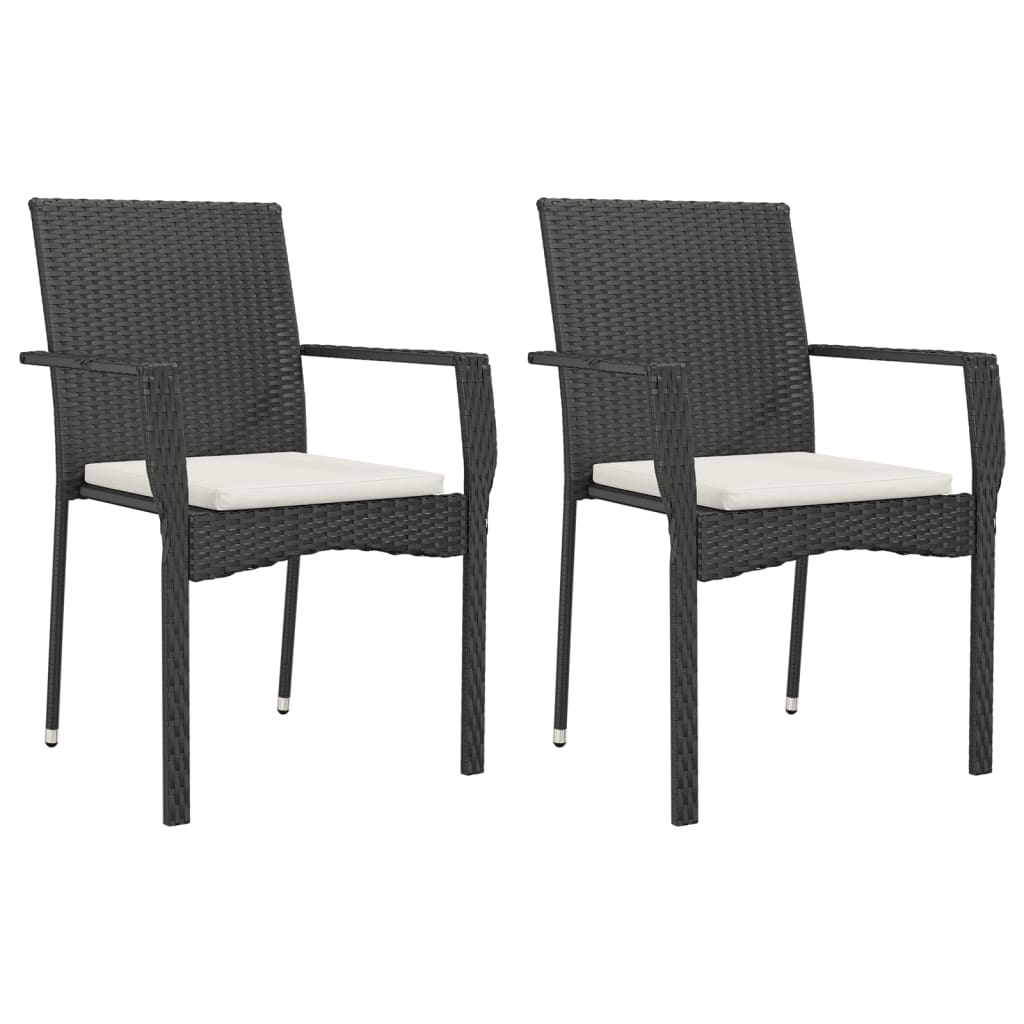 Set mobilier de grădină cu perne, 3 piese, negru, poliratan GartenMobel Dekor